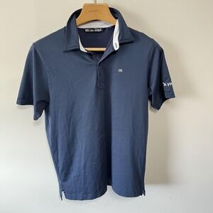 Travis Mathew Polo Shirt Mens Medium Blue Golf Collared Performance Casual Light
